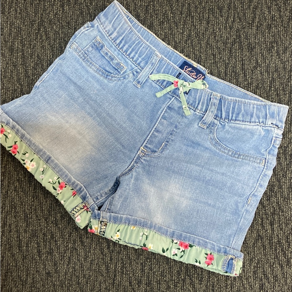 Denim Shorts Girl- StudioV-their adjustable waist,colourful hem turnover,New(10)